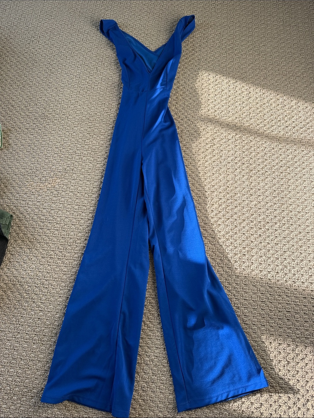 SHEIN Cobalt Blue V-Neck Wide-Leg Jumpsuit
